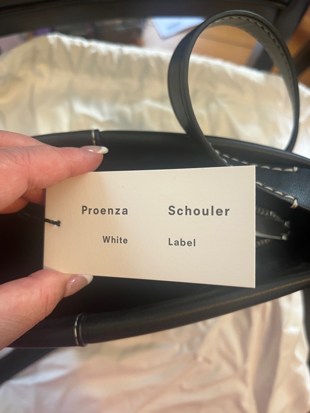 Proenza Schouler Black Leather Bucket Shoulder Bag with Contrast Stitching - Picture 13 of 14